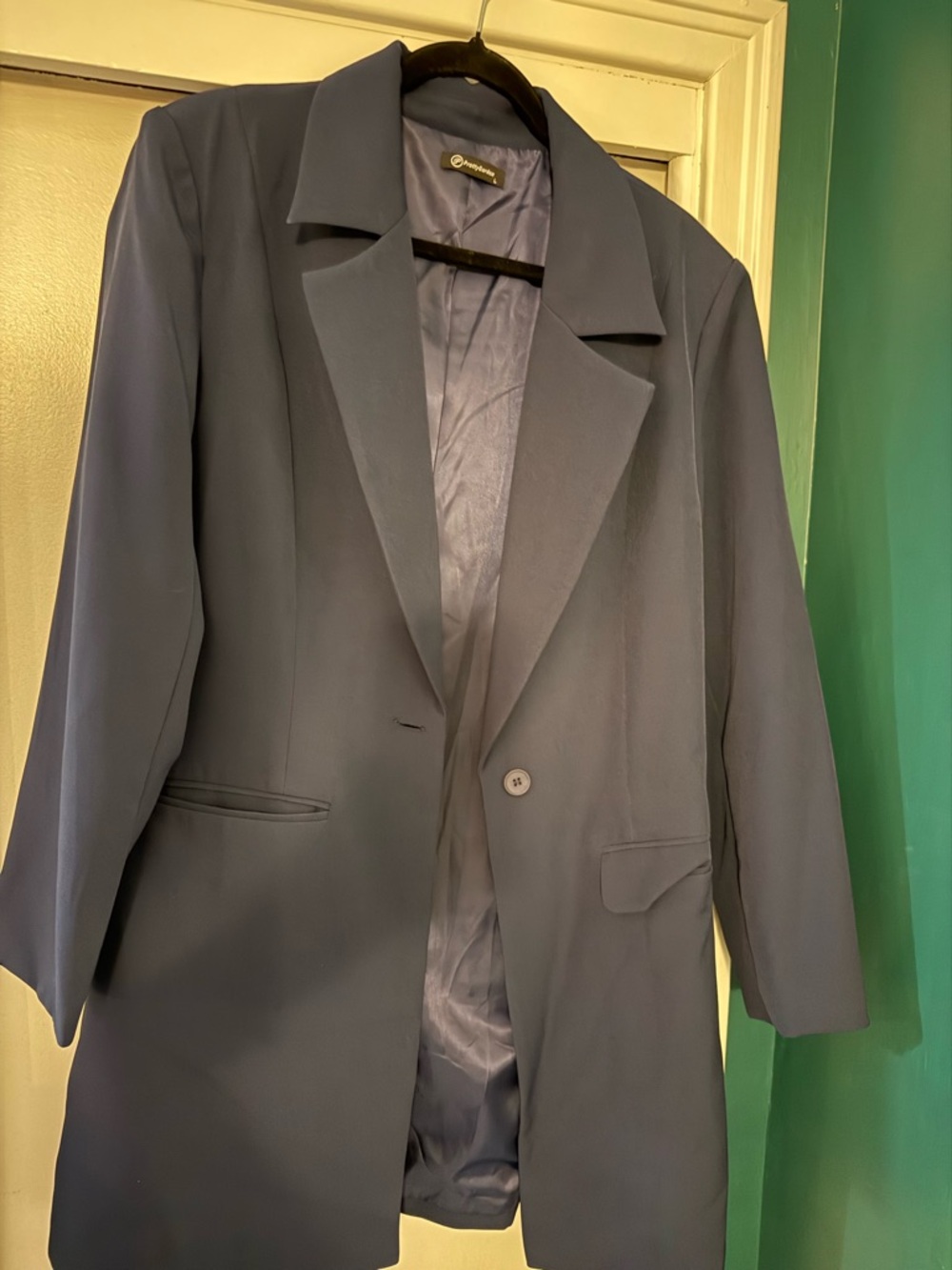 Classic womens Slate Blue Single-Button Blazer